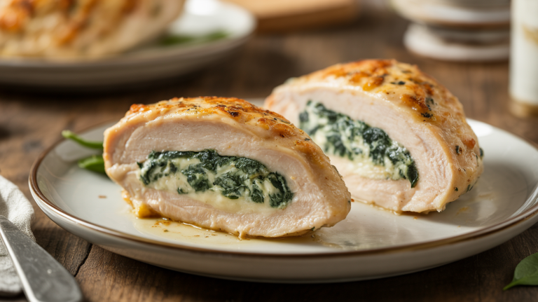Keto Cream Cheese Spinach Stuffed Chicken Breasts