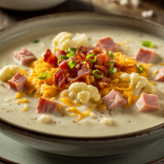 Keto Loaded Cauliflower & Ham Soup