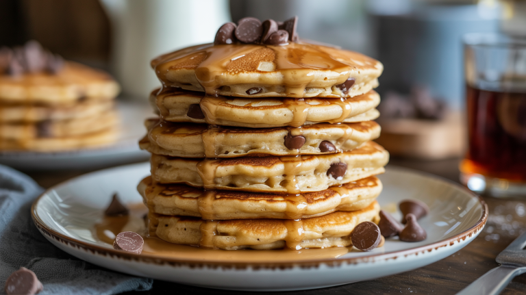 Keto Peanut Butter Chocolate Chip Protein Pancakes