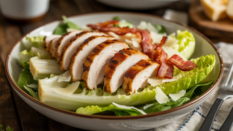 Keto Chicken Bacon Caesar Bowl (No Croutons)