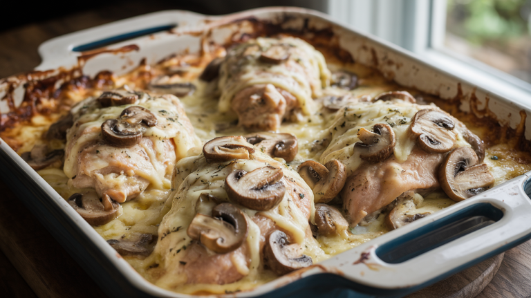 Keto Garlic Mushroom Chicken Casserole