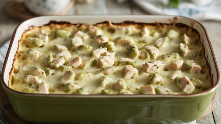 Keto Green Chile Chicken Enchilada Casserole (No Tortillas)