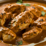 Tender chicken simmered in a rich creamy tomato curry sauce with warm Indian spices.