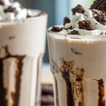 A thick low-carb milkshake blended with vanilla cream and crushed keto chocolate cookies.